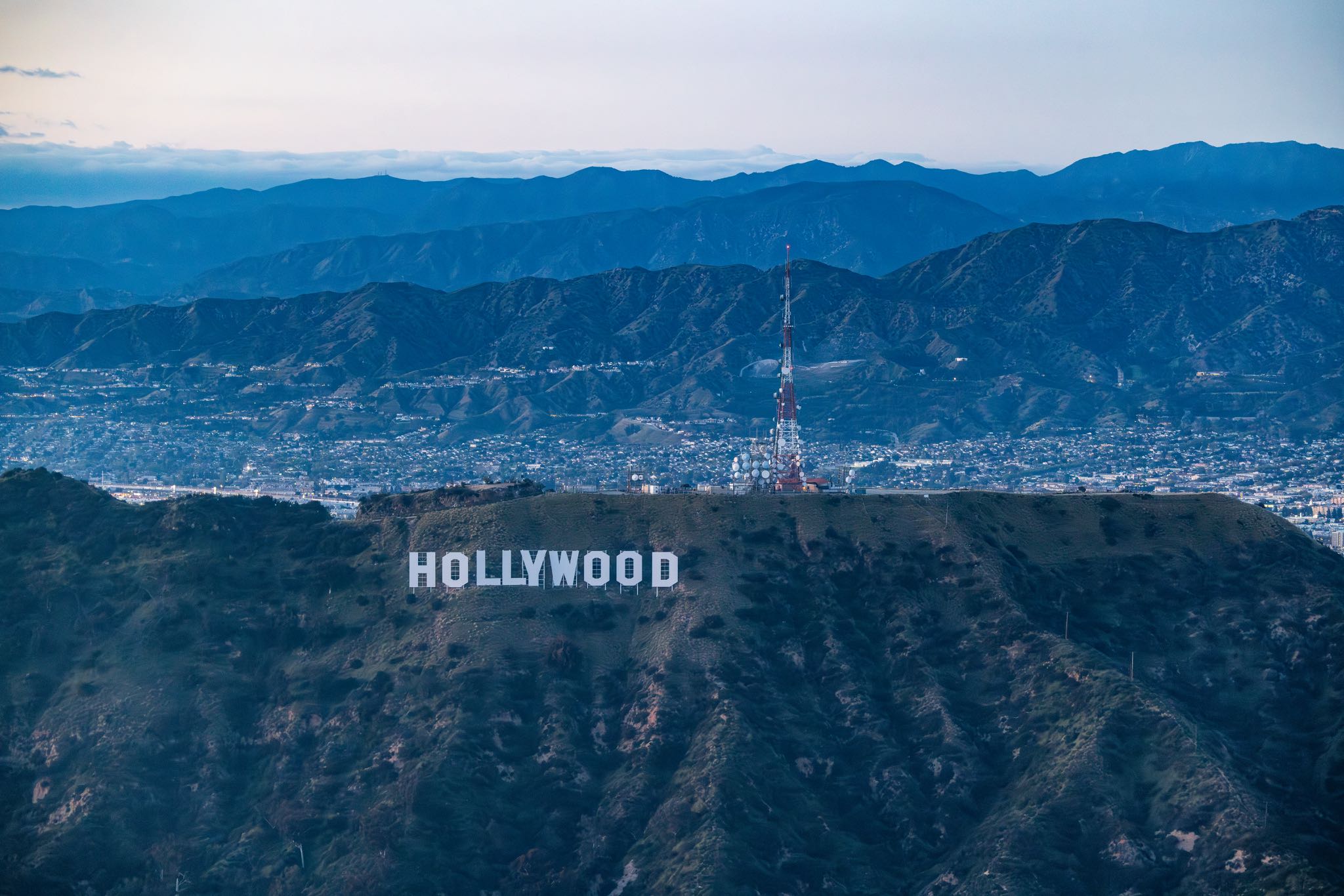 Aerial view of the Hollywood Sign from a Cloud Aviation discovery flight